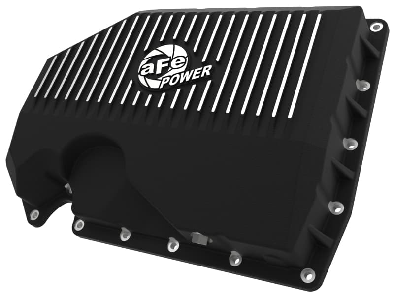 aFe Oil Pan for Increased Capacity with Magnetic Drain Plug and Cooling Fins