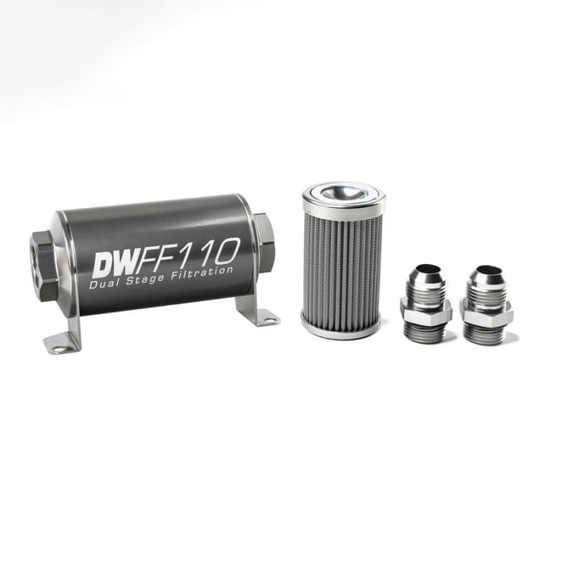 DeatschWerks Fuel Filter Kit Universal 110mm Stainless Steel 100 Micron 10AN
