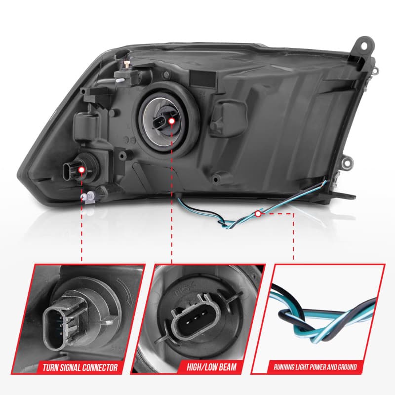 ANZO Crystal Headlights for Vehicle Clear Lens Black Housing 2 pc Set - Image 5