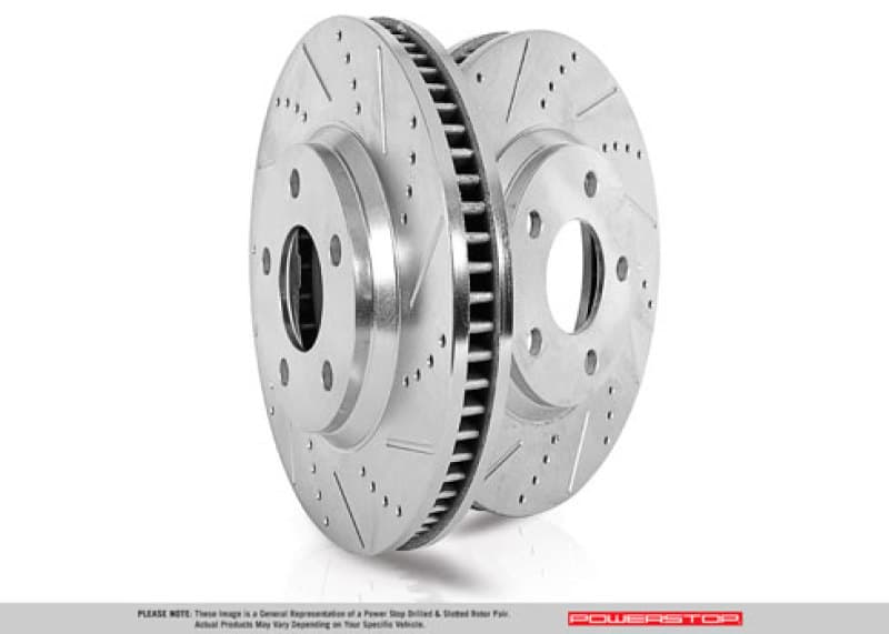 PowerStop Evolution Drilled/Slotted Rotor 1-Pair Silver Zinc Coated