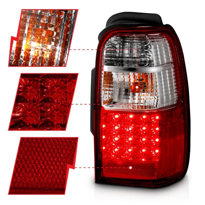 ANZO LED Taillight Assembly Pair Red/Clear Lens for Chevy C6 - Image 4