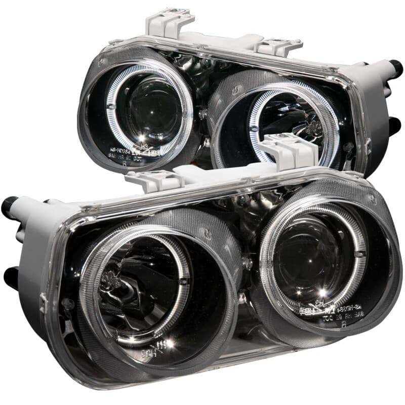 ANZO Projector Headlight Set for Chevy C6 Halo Clear Lens Black Housing Pair - Image 2