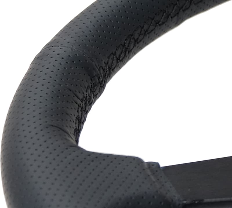 NRG Sport Steering Wheel 350mm 1.5in Deep Black Leather Matte Black Spokes - Image 4