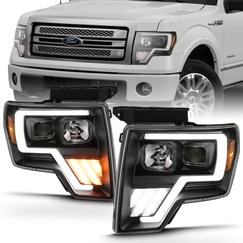 ANZO Projector Headlights for Chevy C6 G2 Pair Clear Lens Black Housing