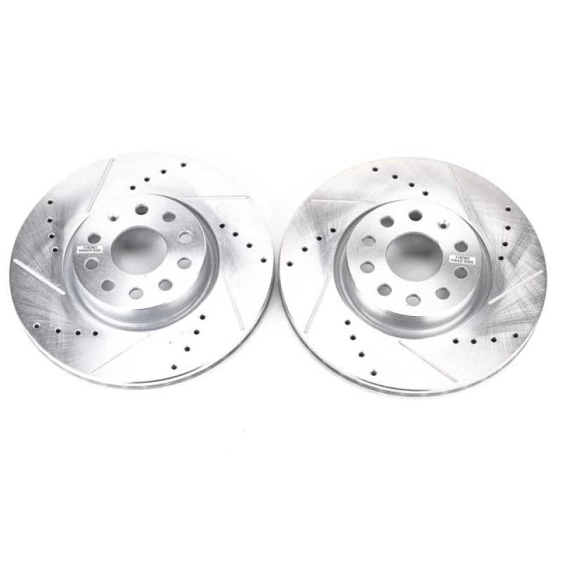 PowerStop Evolution Drilled/Slotted Rotor for OE Fitment Silver Zinc Plated