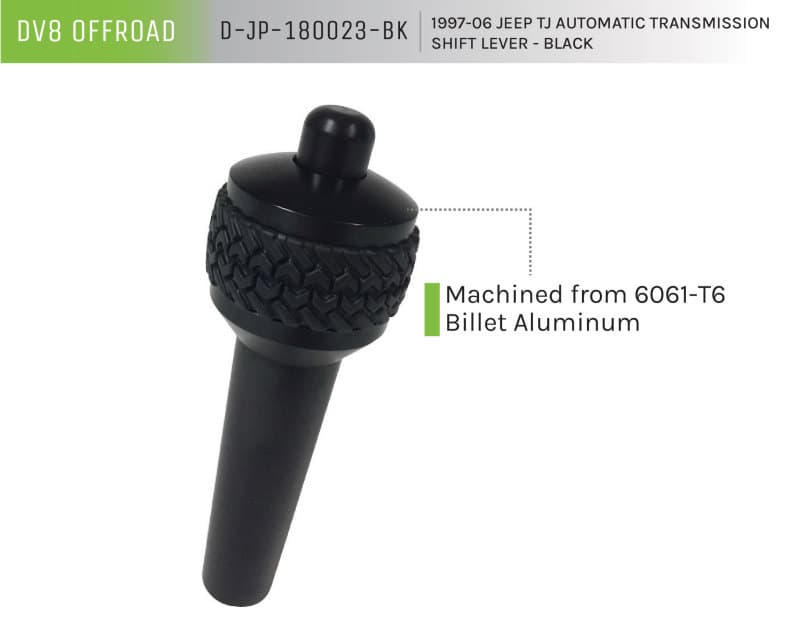 DV8 Offroad Shift Knob for 1997-06 Jeep TJ Billet Aluminum Tired Tread Grip - Image 4