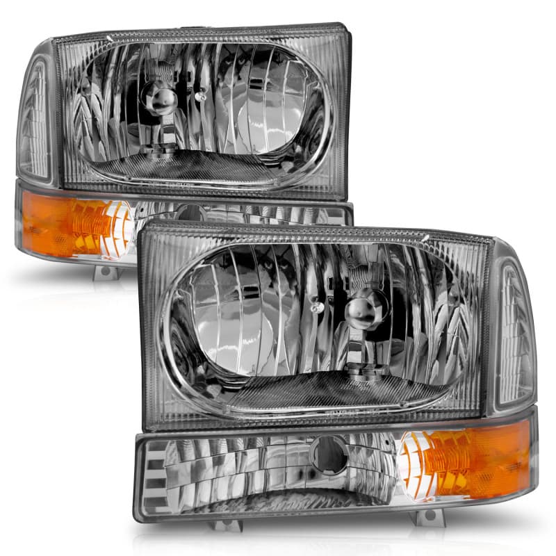 ANZO Crystal Headlight Set for Chevy C6 Clear Lens Chrome Housing Pair - Image 3