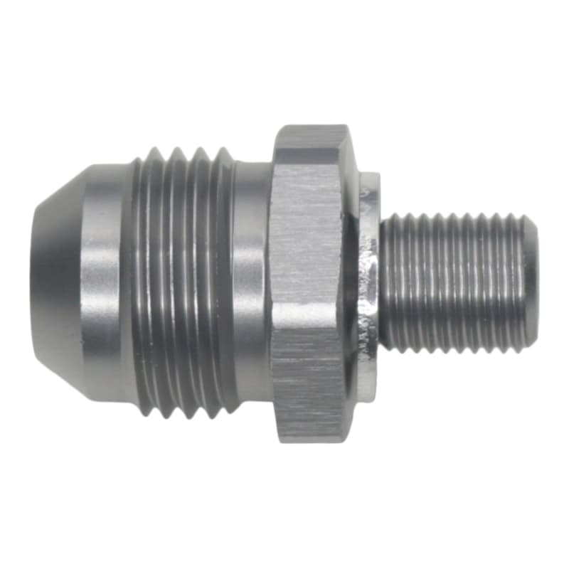 DeatschWerks 8AN Male Flare to M10x1.0 Male Metric Coupler Anodized Titanium