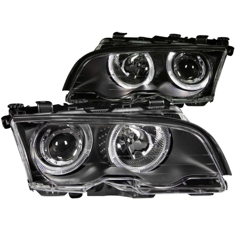 ANZO Projector Headlights with Halo for 4Dr Non-HID Models Clear Lens Black H...