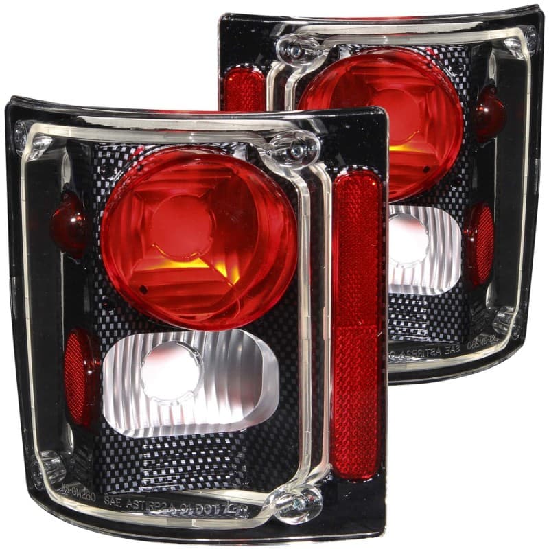 ANZO Tail Light Assembly Pair Clear/Red Lens Carbon Housing