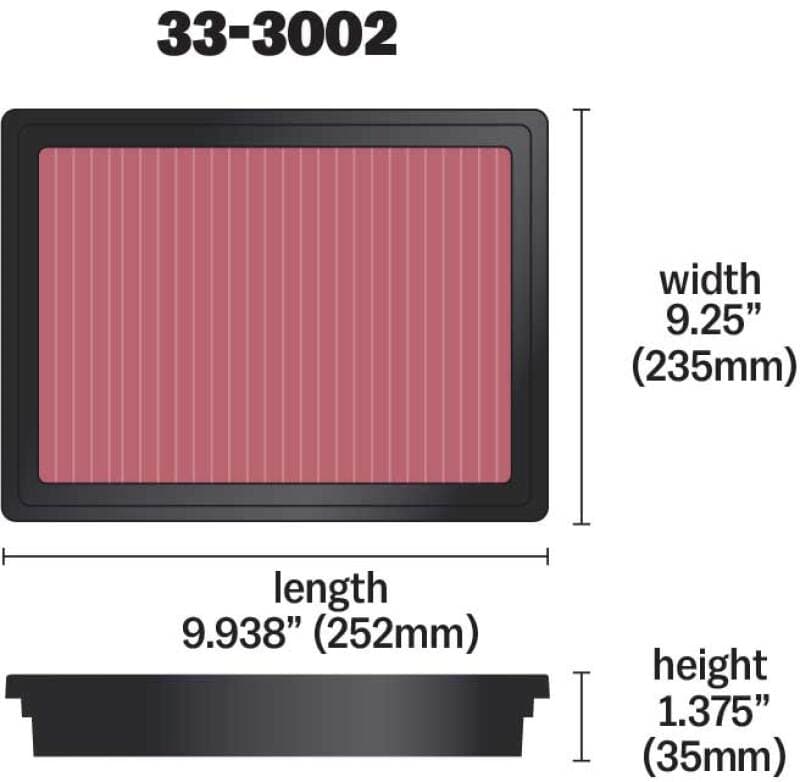 K&N Engineering Drop-In Air Filter Washable Reusable High-Flow 33-3002 - Image 5