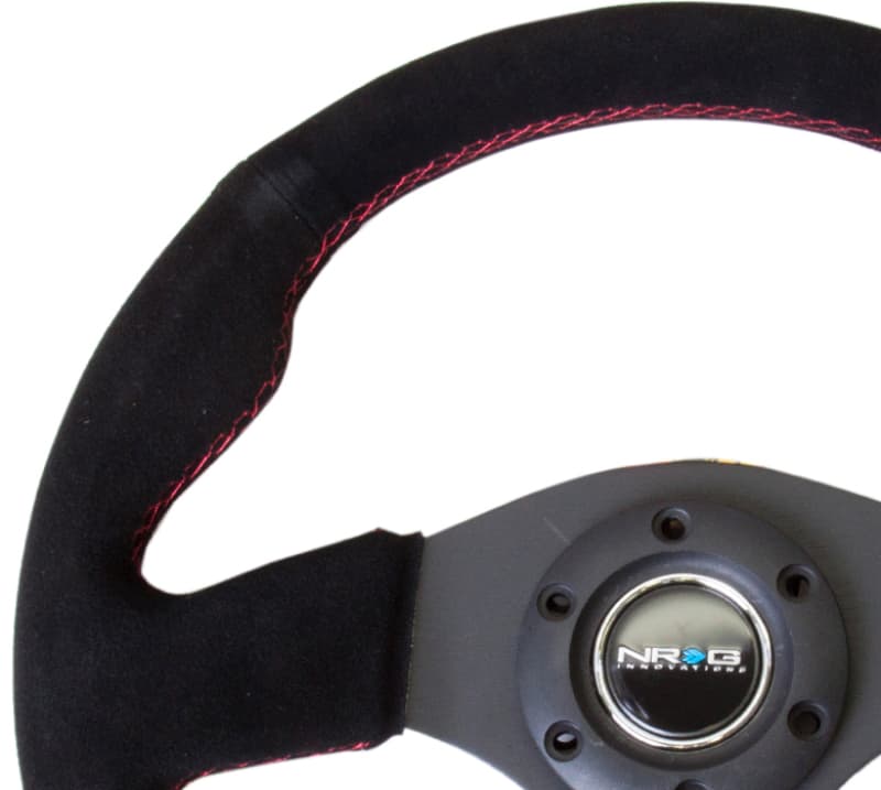 NRG Reinforced Steering Wheel 320mm Suede w/ Red Stitch - Image 2