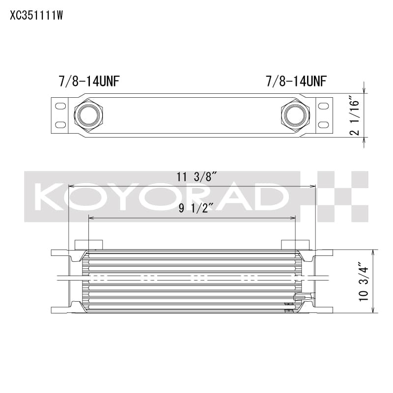 Koyo Oil Cooler 35 Row 11.25"x11"x2" with -10AN ORB Provisions