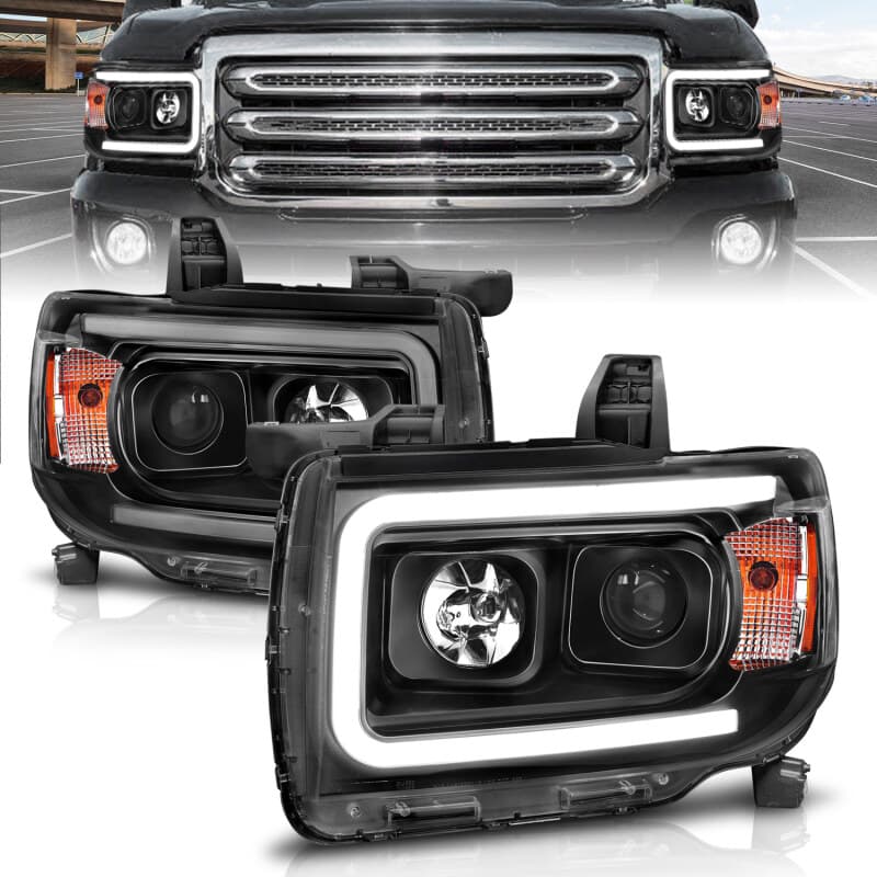 ANZO Projector Headlight Set for Chevy C6 Clear Lens Black Housing