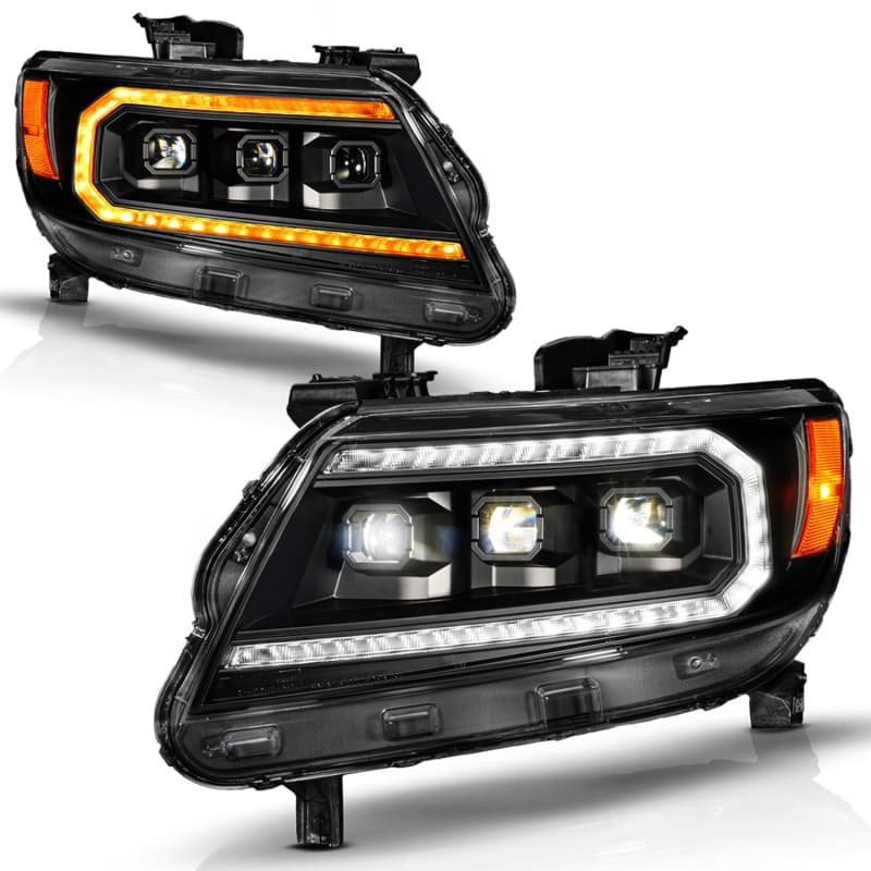 ANZO LED Projector Headlights Clear Lens Black Housing for Chevy C6
