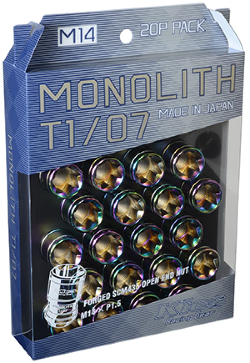 Project Kics Monolith T1/07 14x1.5 Neochrome Lug Nuts - 20 Pcs