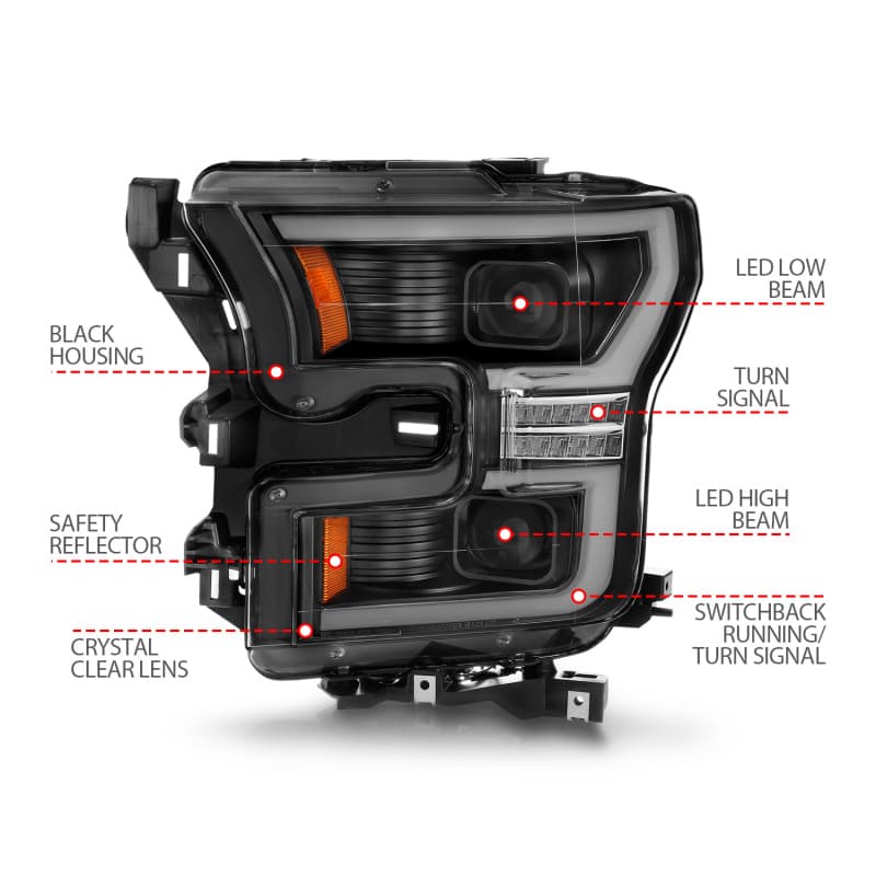 ANZO LED Projector Headlights for Chevy C6 Clear Lens Black Housing - Image 5