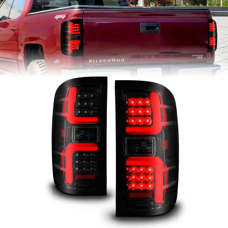 ANZO LED Taillight Assembly for Chevy C6 Clear Lens Black Housing Pair - Image 2