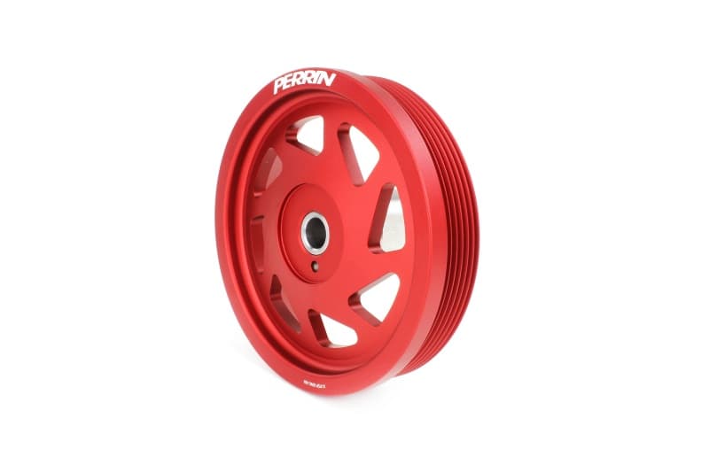 Perrin Performance Lightweight Crank Pulley for Subaru WRX 19-21 Red - Image 2