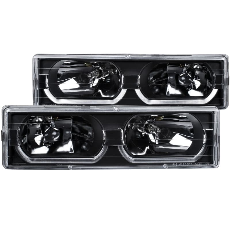 ANZO Crystal Headlights Set for Chevy C6 Clear Lens Black Housing Pair