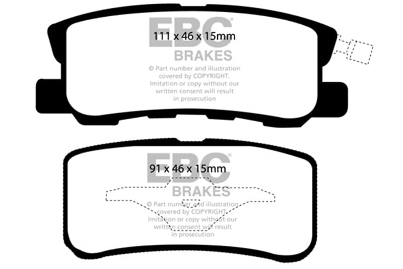 EBC Redstuff Brake Pad Set for Chevy C6 Low Dust Ceramic Fiber Compound - Image 2