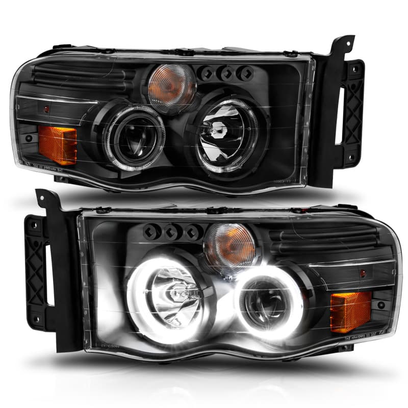 ANZO Projector Headlights for Chevy C6 Pair Clear Amber Lens Black Housing - Image 4