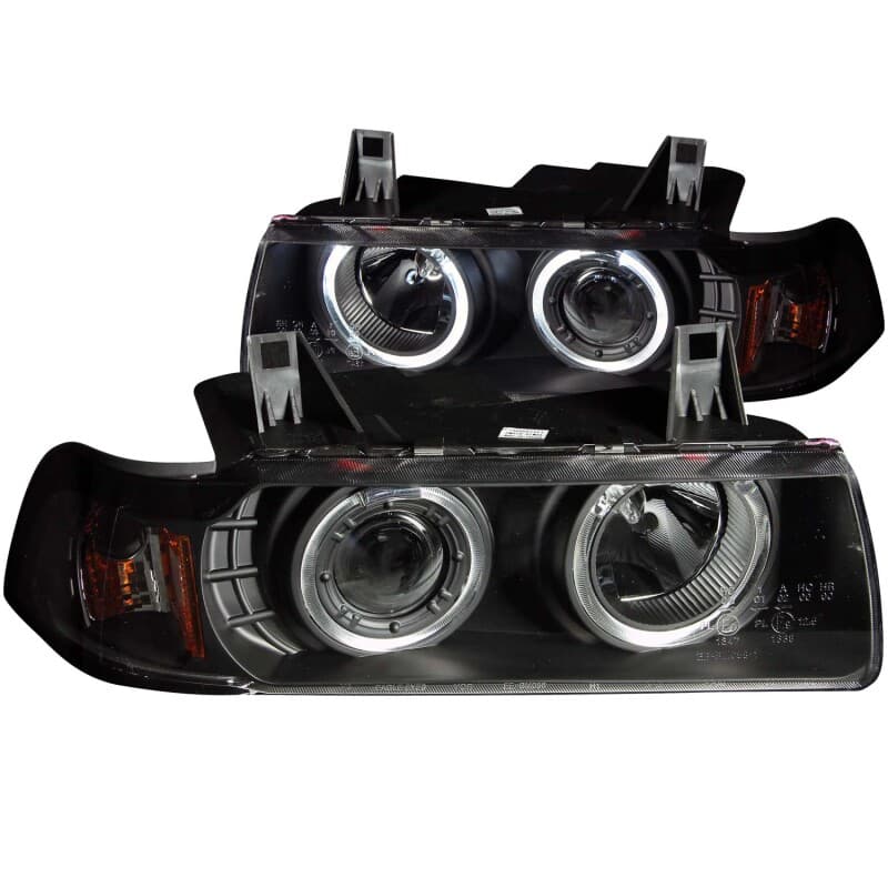 ANZO Projector Headlights for 4Dr Models Halo Clear Lens Black Housing Pair