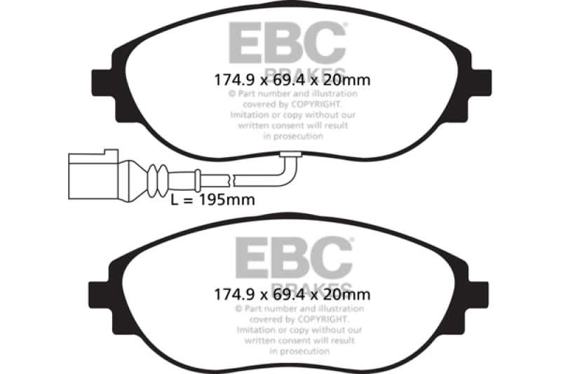 EBC Redstuff Brake Pad Set for Chevy C6 Synthetic Fiber Low Dust
