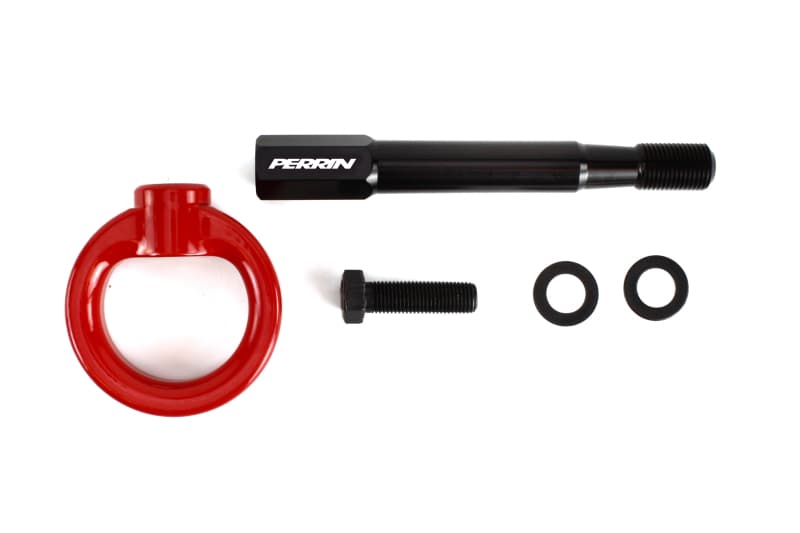 Perrin Performance Rear Tow Hook Kit for 08-14 Subaru WRX/STI Hatchback Red - Image 4