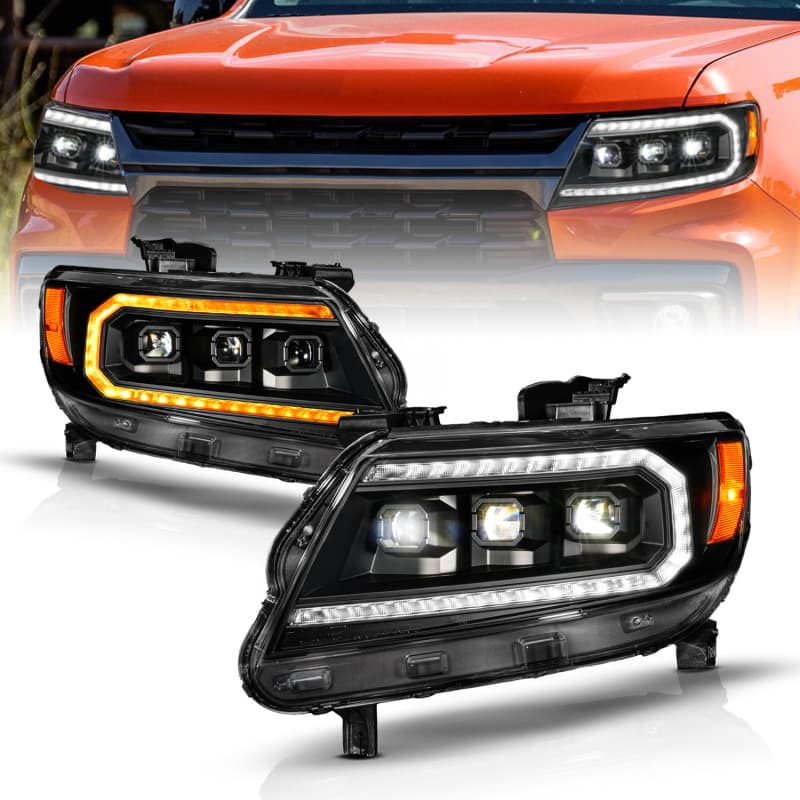ANZO LED Projector Headlights Clear Lens Black Housing for Chevy C6 - Image 2