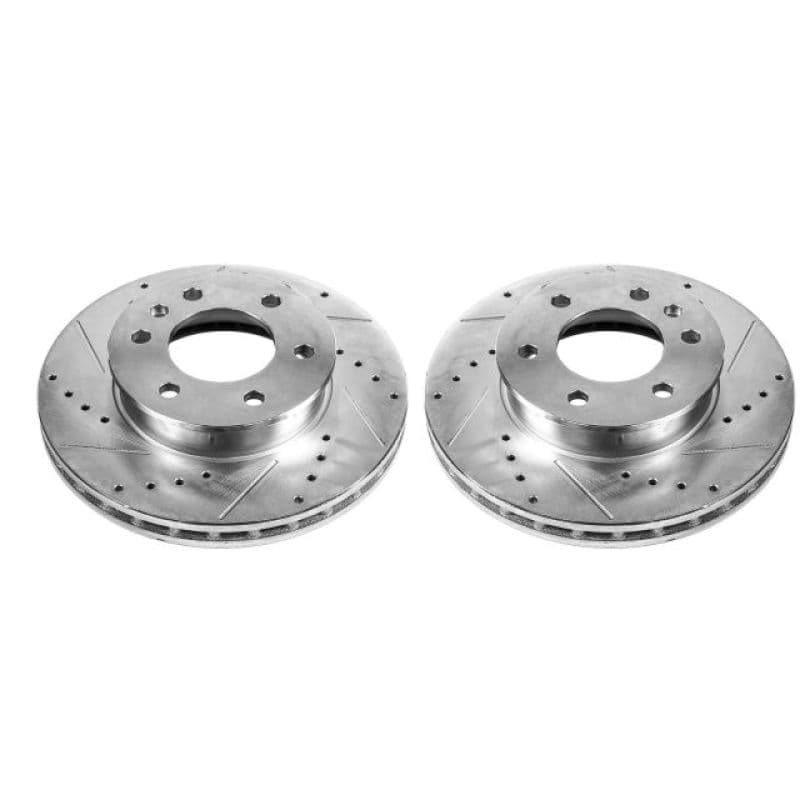 PowerStop Evolution Drilled/Slotted Rotor for OE Fit Silver Zinc Plated