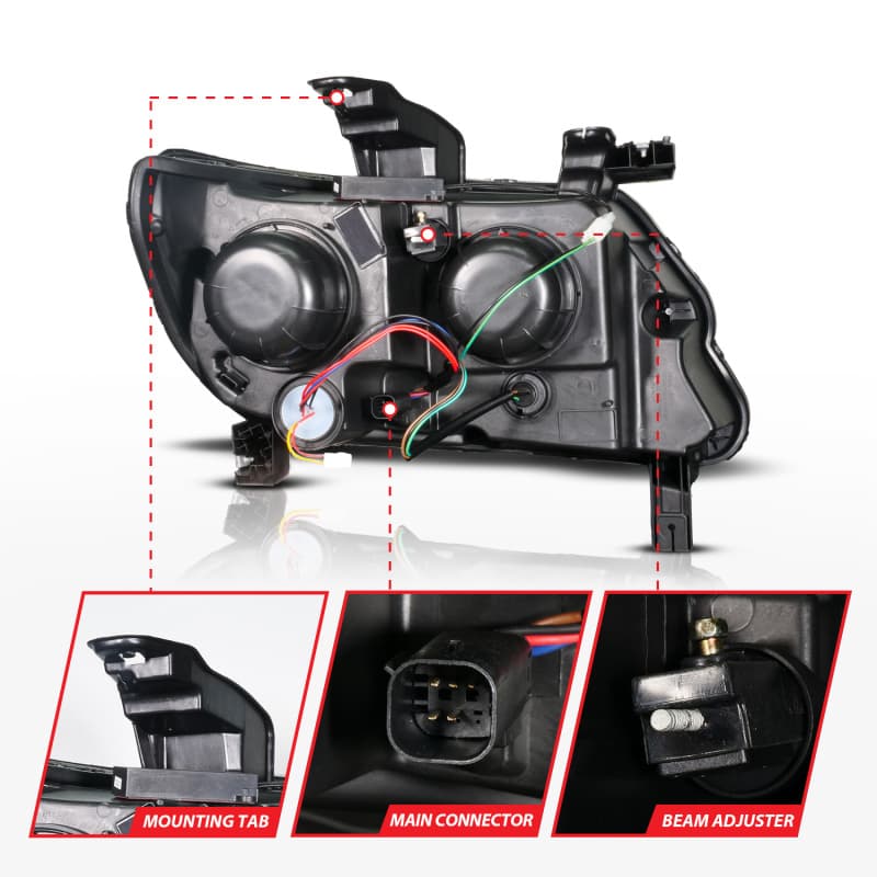 ANZO LED Projector Headlights Clear Lens Black Housing for Chevy C6 - Image 5