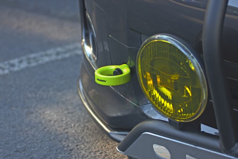 Perrin Performance Tow Hook Kit for 08-14 Subaru WRX STI Neon Yellow Front - Image 5