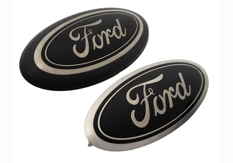 Ford Racing Badges for Ford Vehicles Black Smoked Chrome Oval Emblem Front/Rear - Image 5