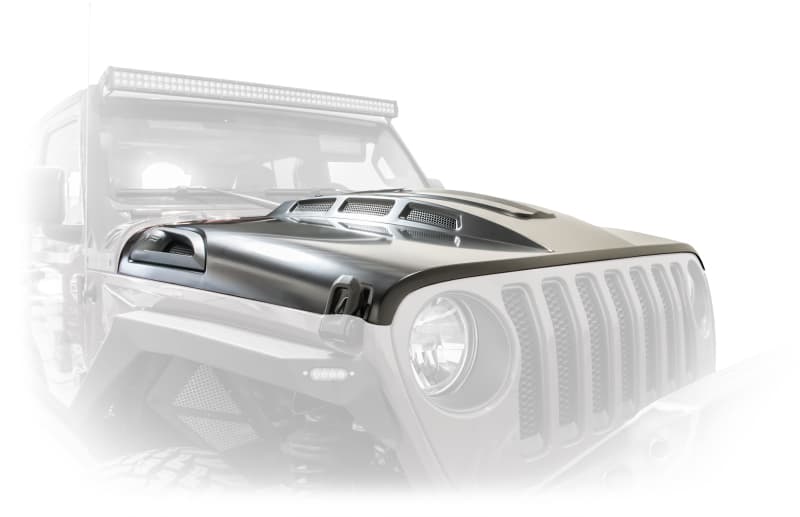 DV8 Offroad Heat Hood for 2018+ Jeep JL Stamped Steel Matte Black with Side V... - Image 4