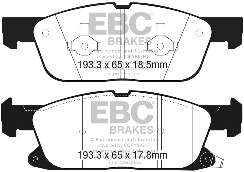 EBC Yellowstuff Brake Pad Set for Street and Track Driving Aramid Fiber Compound