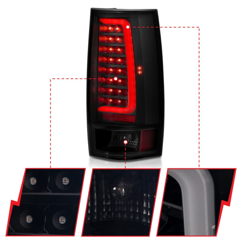 ANZO LED Taillight Assembly for Chevy C6 Pair Smoke Lens Plank Style - Image 4