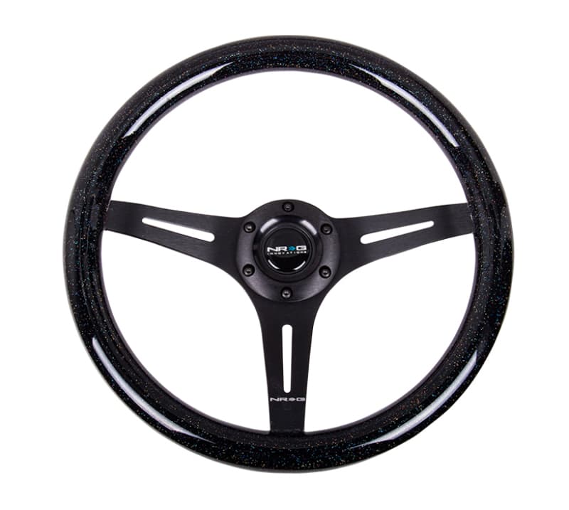 NRG Steering Wheel Classic Wood Grain 350mm Black Sparkled Grip