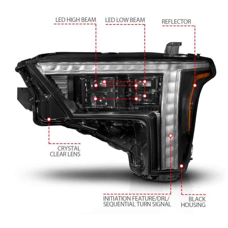 ANZO Z-Series Full LED Projector Headlight for 22-24 Toyota Tundra Driver Side - Image 3