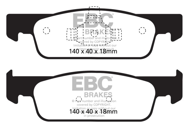 EBC Greenstuff Brake Pad Set for Street Driving High Initial Effect Up to 600°C