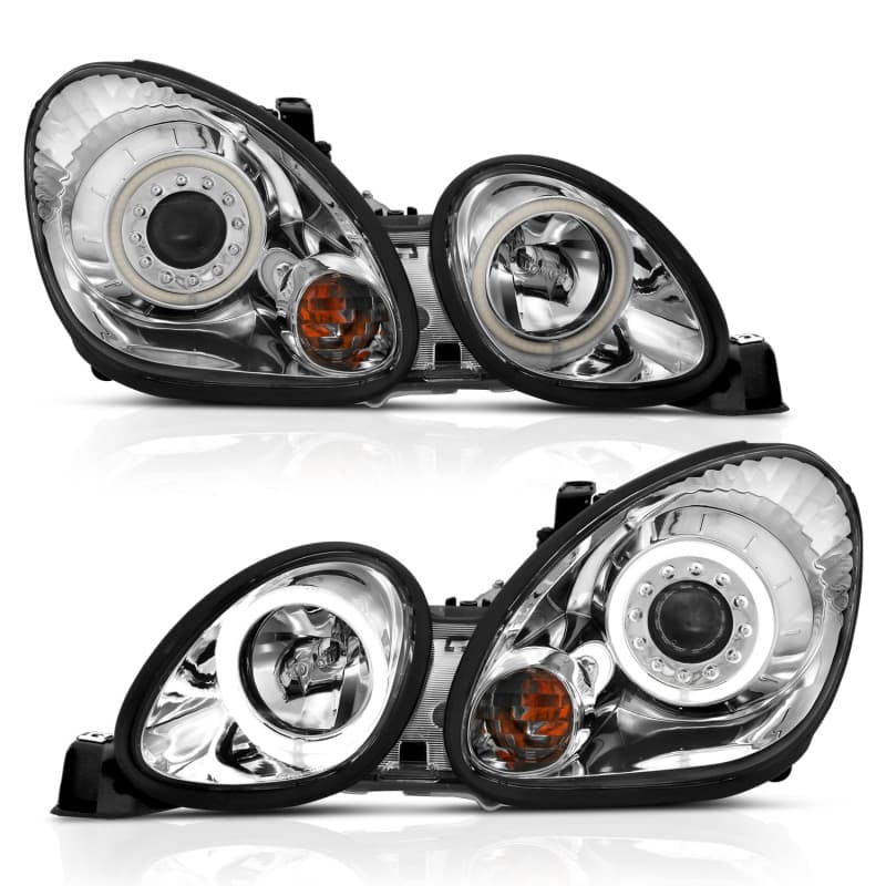 ANZO Projector Headlights for 4Dr Non HID Models Pair Halo Clear Lens Chrome - Image 4