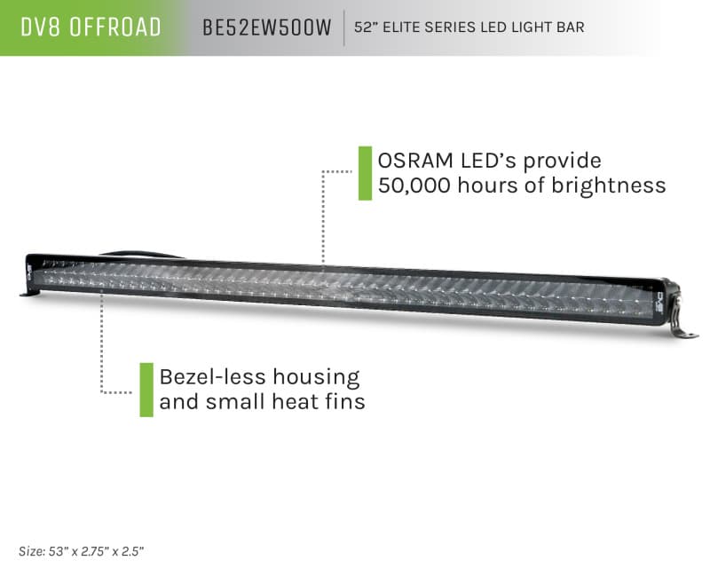 DV8 Offroad Elite Series LED Light Bar OSRAM LEDs Bezel-less Housing IP68 Rated - Image 2