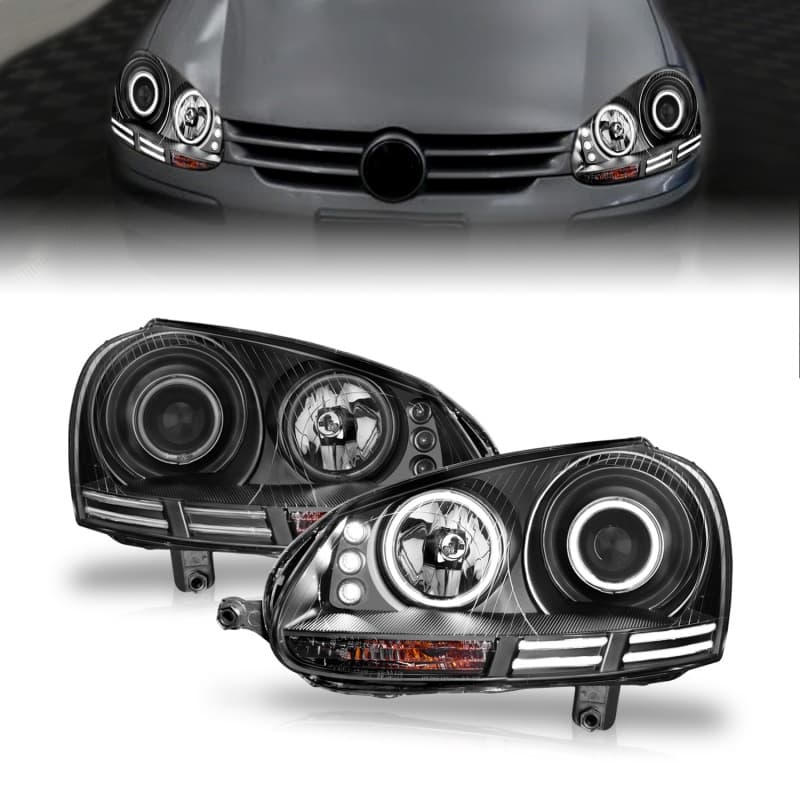 ANZO Projector Headlight Set for Non HID Models Pair Clear Lens Black Housing