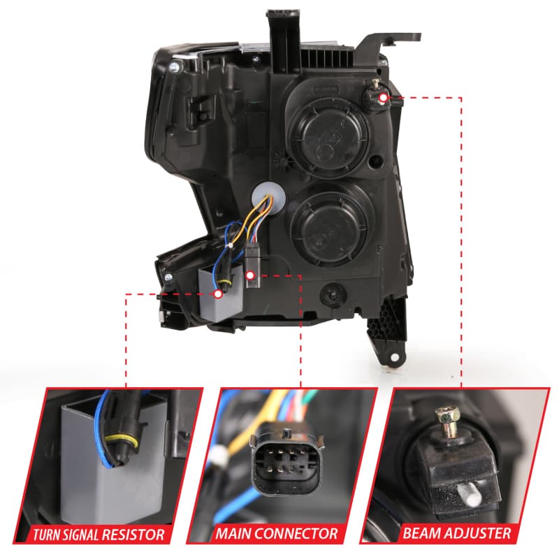 ANZO LED Projector Headlights for Chevy C6 Crystal Clear Lens Black Housing Pair - Image 5