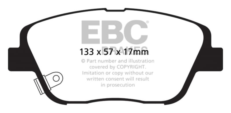 EBC Greenstuff Brake Pad Set for Street Driving High Initial Effect 600°C