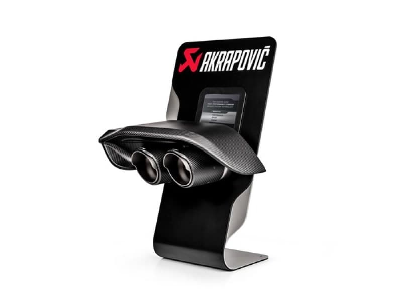 Akrapovic Counter Display with Sample Tail Pipe Set and High Gloss Carbon Dif...