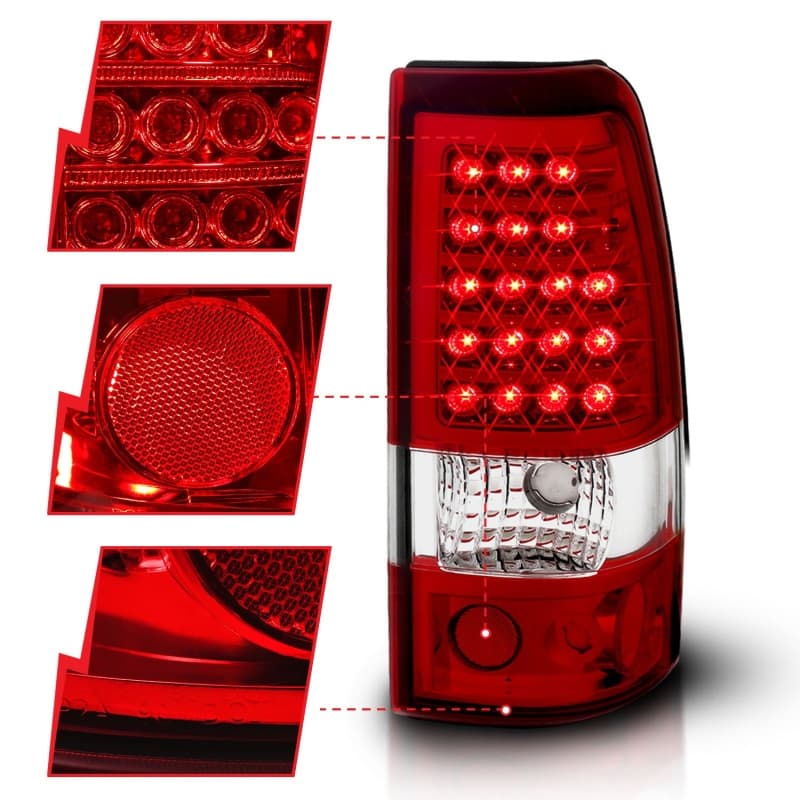ANZO LED Taillight Assembly for Chevy Silverado 1500 Pair Red/Clear Lens - Image 5