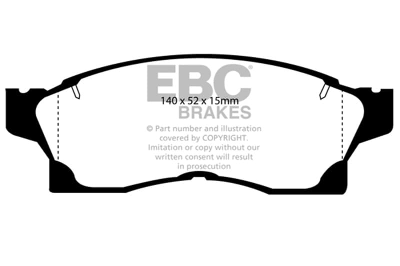 EBC Yellowstuff Brake Pad Set for Street and Track Driving Aramid Fiber Compound - Image 2