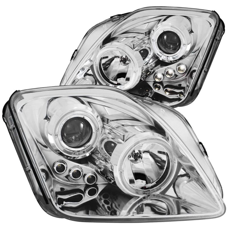 ANZO Projector Headlight Set for Chevy C6 with Halo Clear Lens Chrome Housing...