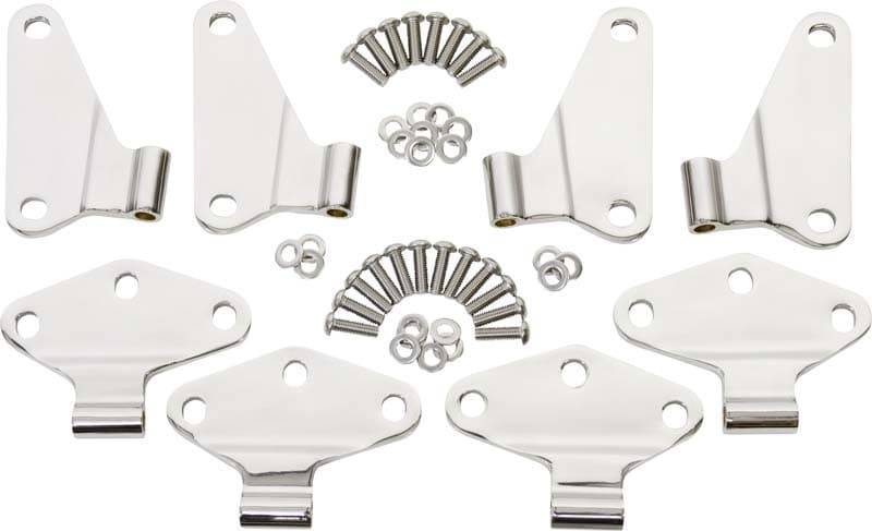 Kentrol Door Hinge Set for 07-18 Jeep Wrangler JK 8-Piece Polished Silver